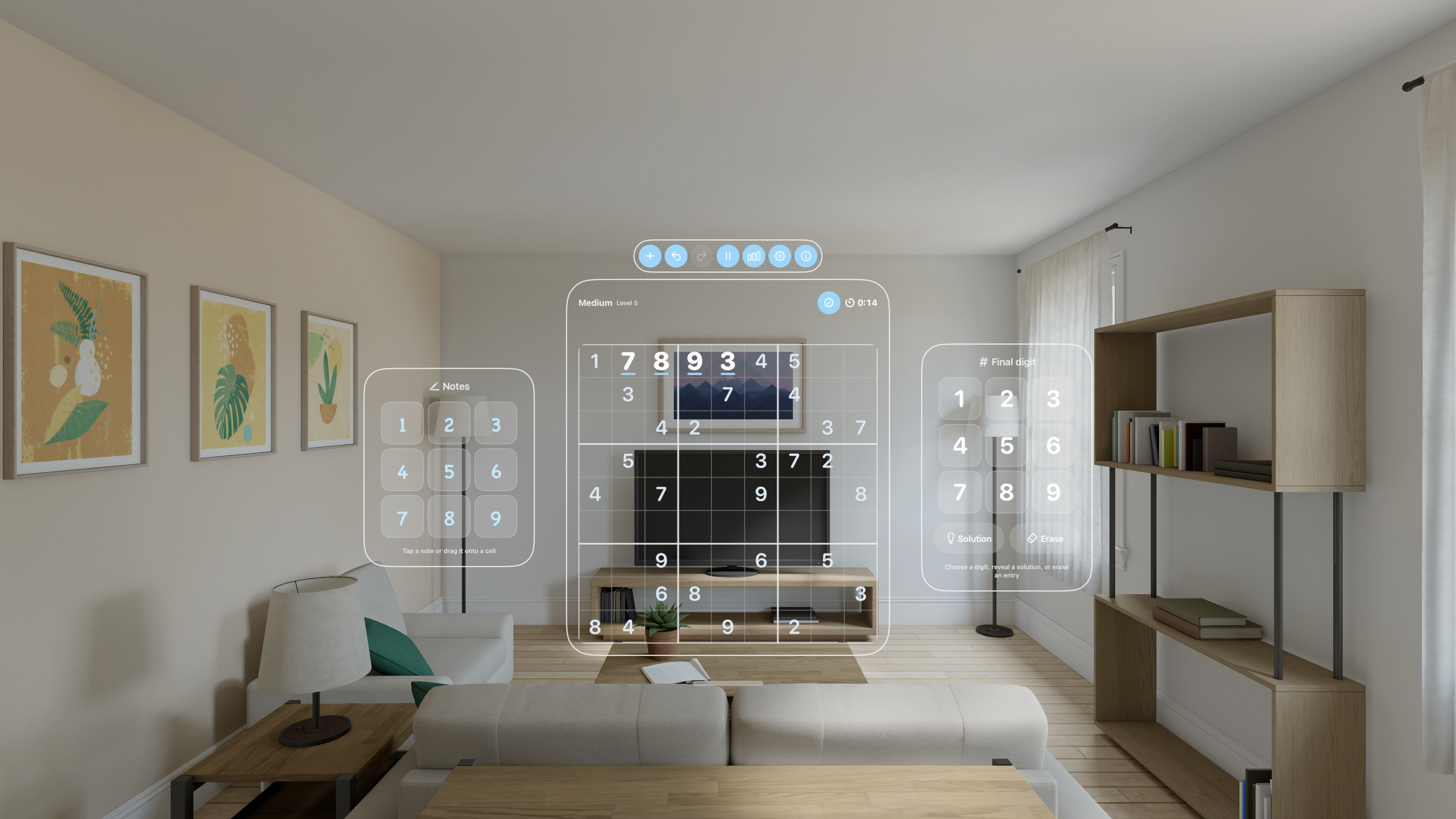Pure Grid Sudoku board on Apple Vision Pro